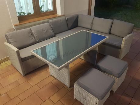 Narożnik na taras z wysokim stołem Cofete Light Grey technorattan