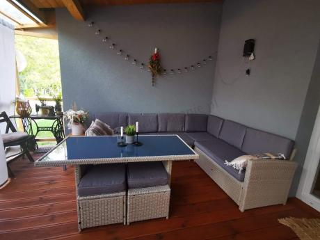 Narożnik na taras z wysokim stołem Cofete Light Grey technorattan