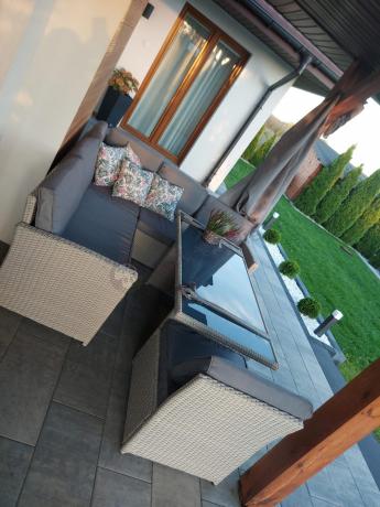 Narożnik na taras z wysokim stołem Cofete Light Grey technorattan