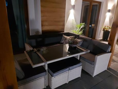 Narożnik na taras z wysokim stołem Cofete Light Grey technorattan