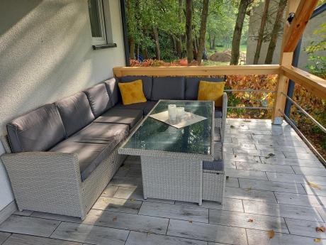 Narożnik na taras z wysokim stołem Cofete Light Grey technorattan