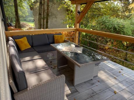 Narożnik na taras z wysokim stołem Cofete Light Grey technorattan