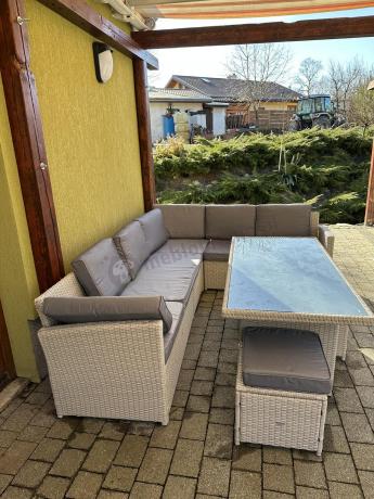 Narożnik na taras z wysokim stołem Cofete Light Grey technorattan