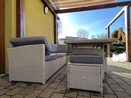 Narożnik na taras z wysokim stołem Cofete Light Grey technorattan