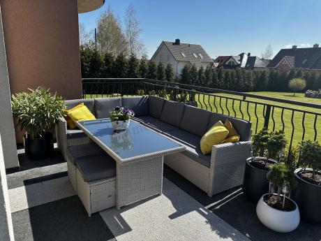 Narożnik na taras z wysokim stołem Cofete Light Grey technorattan