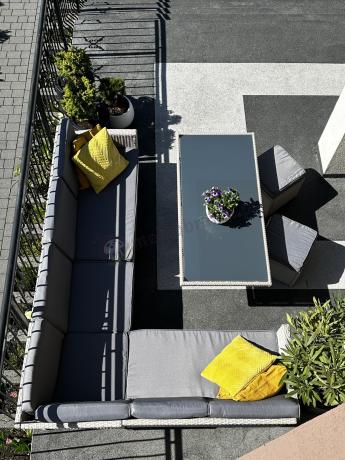 Narożnik na taras z wysokim stołem Cofete Light Grey technorattan