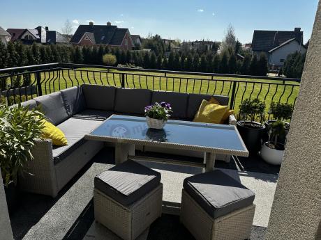 Narożnik na taras z wysokim stołem Cofete Light Grey technorattan