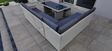 Narożnik na taras z wysokim stołem Cofete Light Grey technorattan