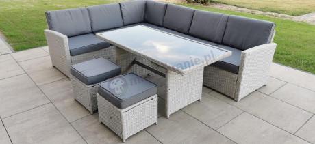 Narożnik na taras z wysokim stołem Cofete Light Grey technorattan