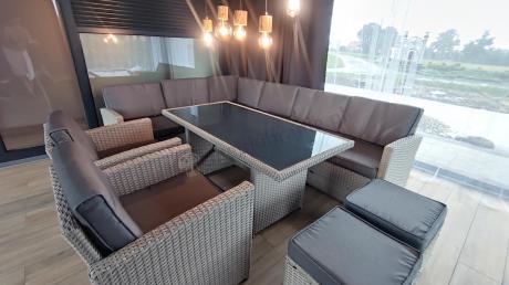 Narożnik na taras z wysokim stołem i fotelami Cofete Light Grey Plus
