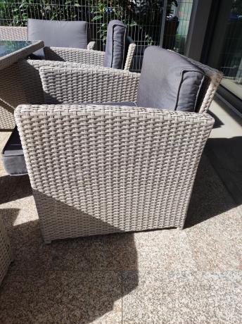 Narożnik na taras z wysokim stołem i fotelami Cofete Light Grey Plus