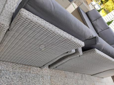 Narożnik na taras z wysokim stołem i fotelami Cofete Light Grey Plus