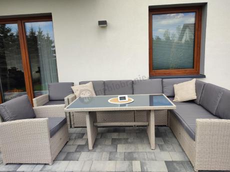 Narożnik na taras z wysokim stołem i fotelami Cofete Light Grey Plus