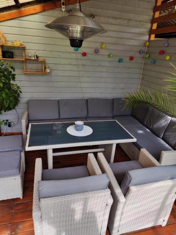 Narożnik na taras z wysokim stołem i fotelami Cofete Light Grey Plus