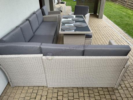 Narożnik na taras z wysokim stołem i fotelami Cofete Light Grey Plus