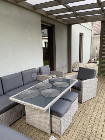 Narożnik na taras z wysokim stołem i fotelami Cofete Light Grey Plus