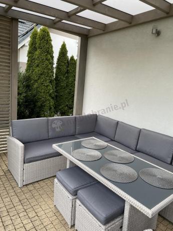 Narożnik na taras z wysokim stołem i fotelami Cofete Light Grey Plus