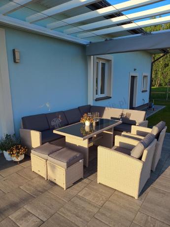 Narożnik na taras z wysokim stołem i fotelami Cofete Light Grey Plus