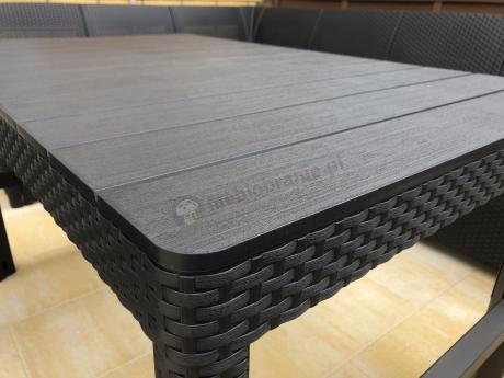 Narożnik ogrodowy 172 x 222cm stół podnoszony i dwoma fotelami - grafitowy