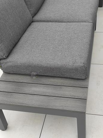 Narożnik ogrodowy 283x222 cm ze stołem 160, fotelami i pufami - Calamba Corner XL - Antracite