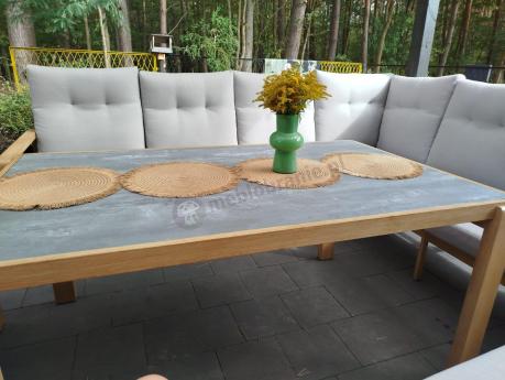 Narożnik ogrodowy 7 osobowy z fotelem imitacja drewna Tavaro Corner XL Wood