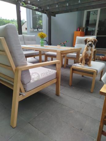Narożnik ogrodowy 7 osobowy z fotelem imitacja drewna Tavaro Corner XL Wood
