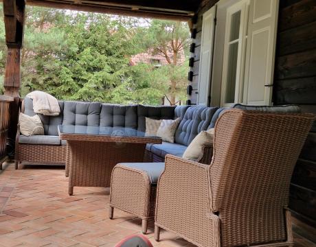 Narożnik ogrodowy premium z wysokim stołem i fotelami - Laritto Corner XL - Brown