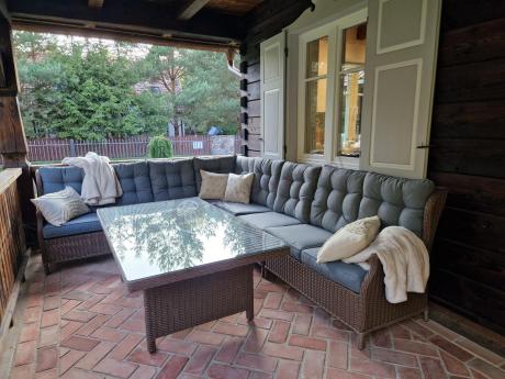 Narożnik ogrodowy premium z wysokim stołem i fotelami - Laritto Corner XL - Brown