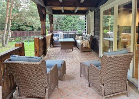 Narożnik ogrodowy premium z wysokim stołem i fotelami - Laritto Corner XL - Brown