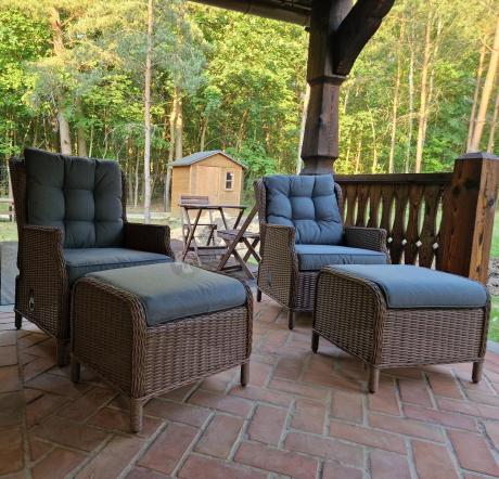 Narożnik ogrodowy premium z wysokim stołem i fotelami - Laritto Corner XL - Brown