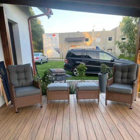 Narożnik ogrodowy premium z wysokim stołem i fotelami - Laritto Corner XL - Brown