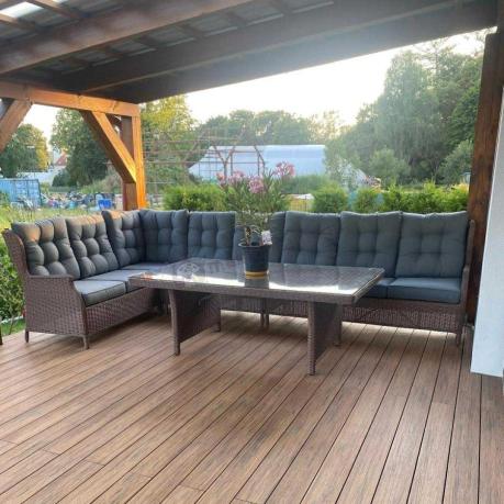 Narożnik ogrodowy premium z wysokim stołem i fotelami - Laritto Corner XL - Brown