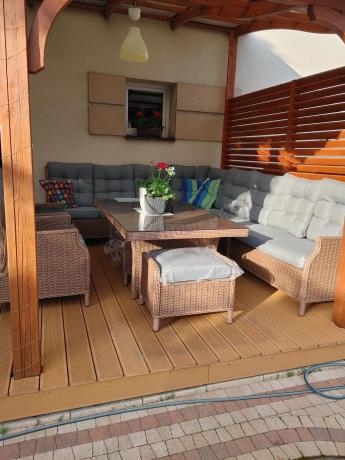 Narożnik ogrodowy premium z wysokim stołem i fotelami - Laritto Corner XL - Brown