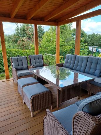 Narożnik ogrodowy premium z wysokim stołem i fotelami - Laritto Corner XL - Brown