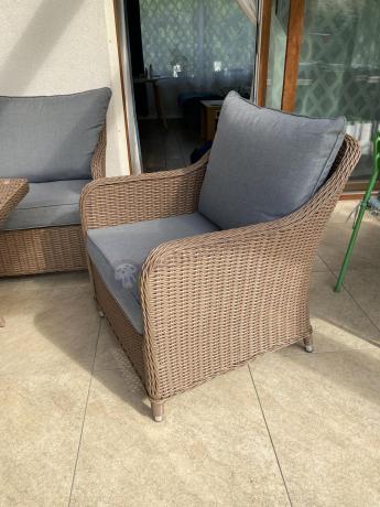 Narożnik ogrodowy technorattan 207x207cm z wysokim stołem Novici - Brown