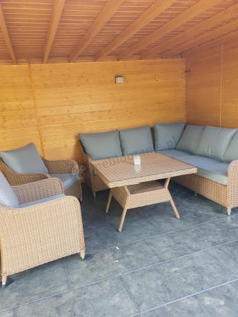 Narożnik ogrodowy technorattan 207x207cm z wysokim stołem Novici - Brown