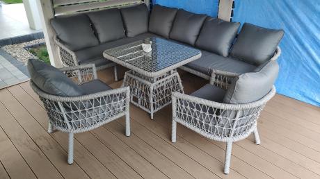 Narożnik ogrodowy z dwoma fotelami z plecionką rope style