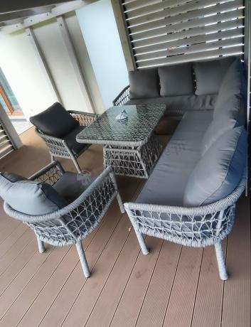 Narożnik ogrodowy z dwoma fotelami z plecionką rope style