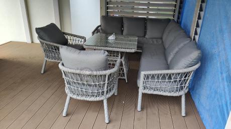 Narożnik ogrodowy z dwoma fotelami z plecionką rope style