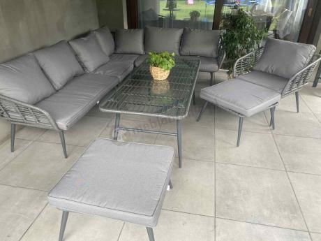 Narożnik ogrodowy z plecionką rope Torgiano Corner XL - Grey