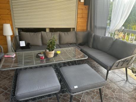 Narożnik ogrodowy z plecionką rope Torgiano Corner XL - Grey