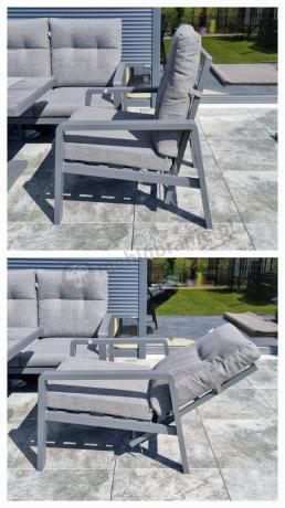 Narożnik ogrodowy z regulowanymi fotelami i podnoszonym stołem Tavaro Corner Plus Antracite