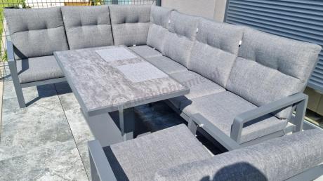 Narożnik ogrodowy z regulowanymi fotelami i podnoszonym stołem Tavaro Corner Plus Antracite