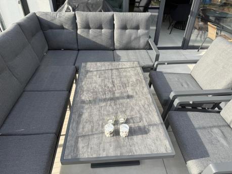 Narożnik ogrodowy z regulowanymi fotelami i podnoszonym stołem Tavaro Corner Plus Antracite