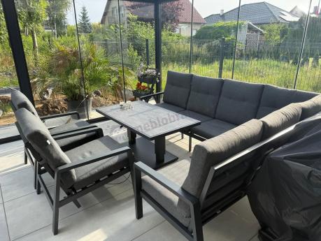 Narożnik ogrodowy z regulowanymi fotelami i podnoszonym stołem Tavaro Corner Plus Antracite