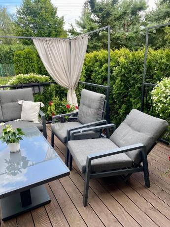 Narożnik ogrodowy z regulowanymi fotelami i podnoszonym stołem Tavaro Corner Plus Antracite