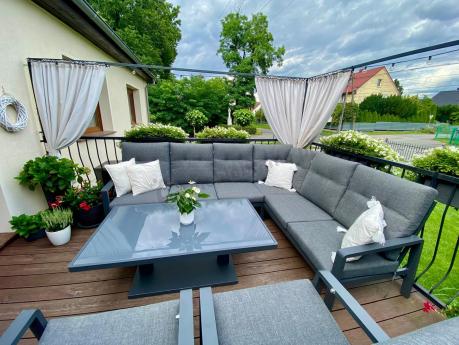 Narożnik ogrodowy z regulowanymi fotelami i podnoszonym stołem Tavaro Corner Plus Antracite