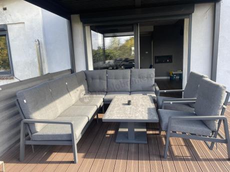 Narożnik ogrodowy z regulowanymi fotelami i podnoszonym stołem Tavaro Corner Plus Antracite