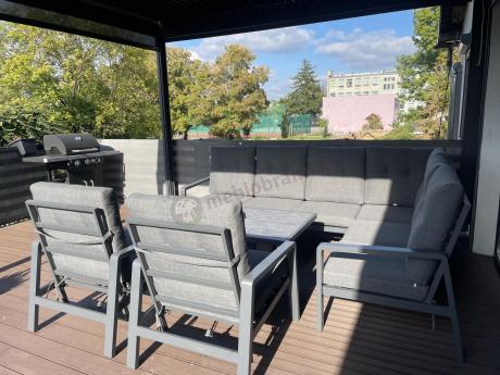 Narożnik ogrodowy z regulowanymi fotelami i podnoszonym stołem Tavaro Corner Plus Antracite