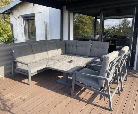 Narożnik ogrodowy z regulowanymi fotelami i podnoszonym stołem Tavaro Corner Plus Antracite